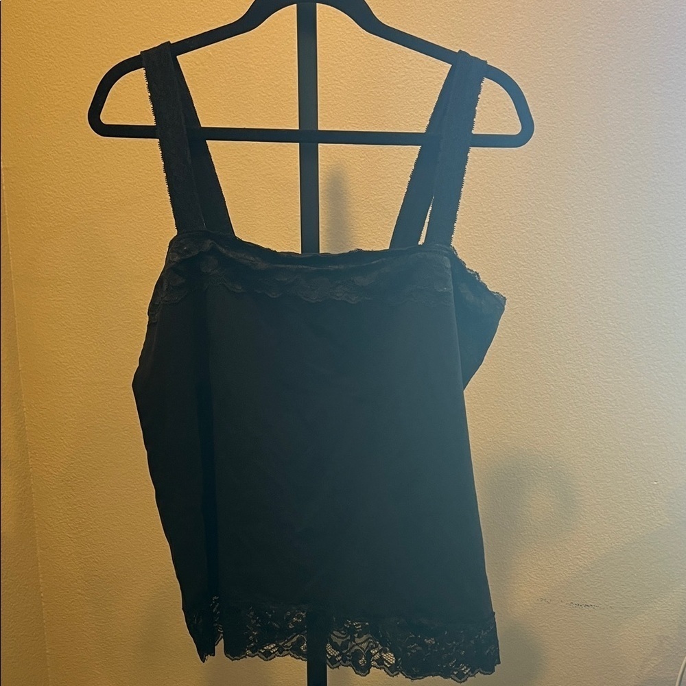 Collections Etc Black Lace Trim Tank